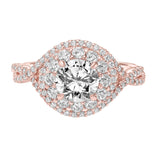 Artcarved Bridal Semi-Mounted with Side Stones Contemporary Twist Engagement Ring Mystelle 14K Rose Gold