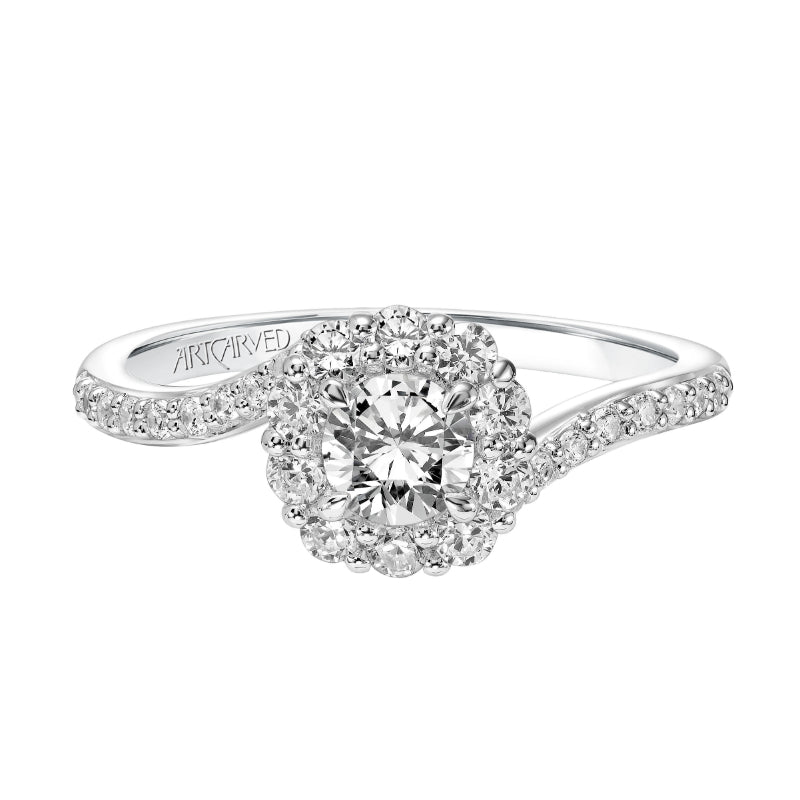 Artcarved Bridal Mounted Mined Live Center Contemporary One Love Engagement Ring Sierra 14K White Gold