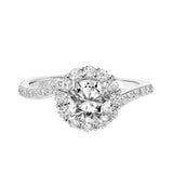 Artcarved Bridal Mounted with CZ Center Contemporary Twist Halo Engagement Ring Sierra 18K White Gold