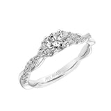 Artcarved Bridal Mounted Mined Live Center Contemporary One Love Engagement Ring Dani 14K White Gold