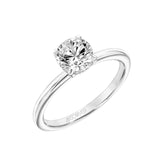 Artcarved Bridal Semi-Mounted with Side Stones Classic Solitaire Engagement Ring Elyse 18K White Gold