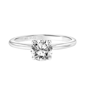 Artcarved Bridal Semi-Mounted with Side Stones Classic Solitaire Engagement Ring Elyse 18K White Gold