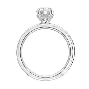 Artcarved Bridal Semi-Mounted with Side Stones Classic Solitaire Engagement Ring Elyse 18K White Gold