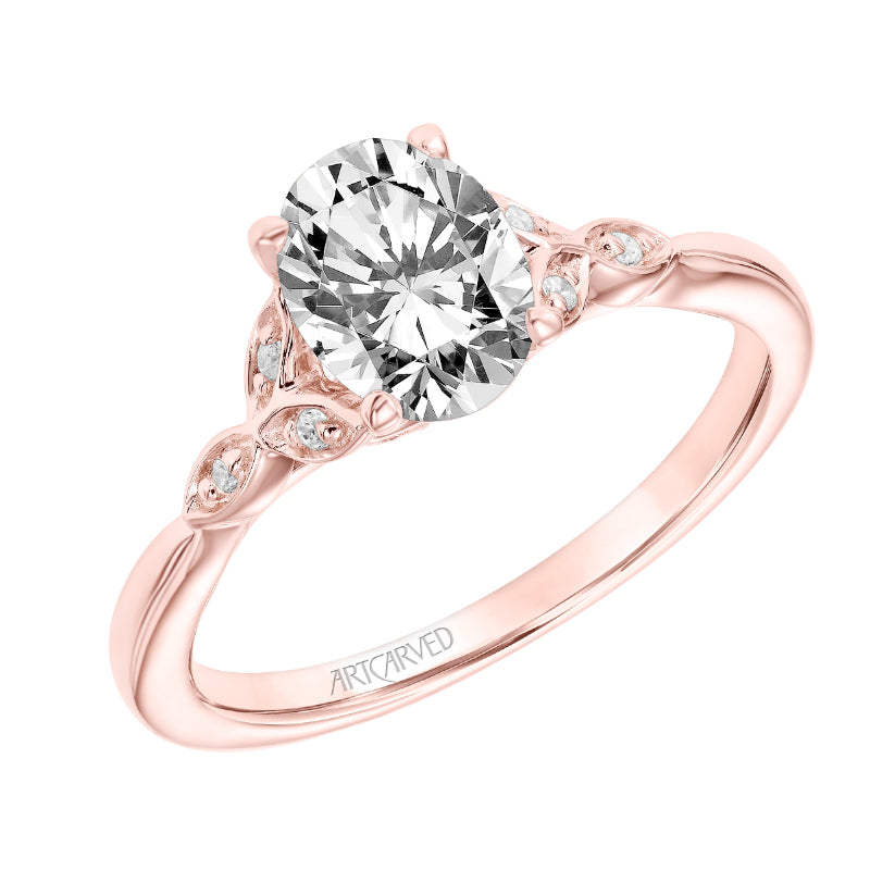 Artcarved Bridal Mounted with CZ Center Contemporary Floral Engagement Ring Heather 18K Rose Gold