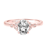 Artcarved Bridal Mounted with CZ Center Contemporary Floral Engagement Ring Heather 14K Rose Gold