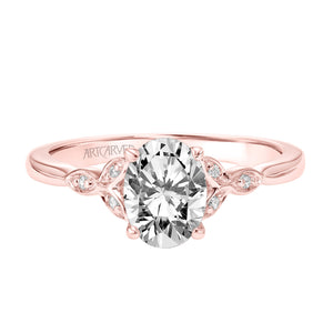 Artcarved Bridal Mounted with CZ Center Contemporary Floral Engagement Ring Heather 14K Rose Gold