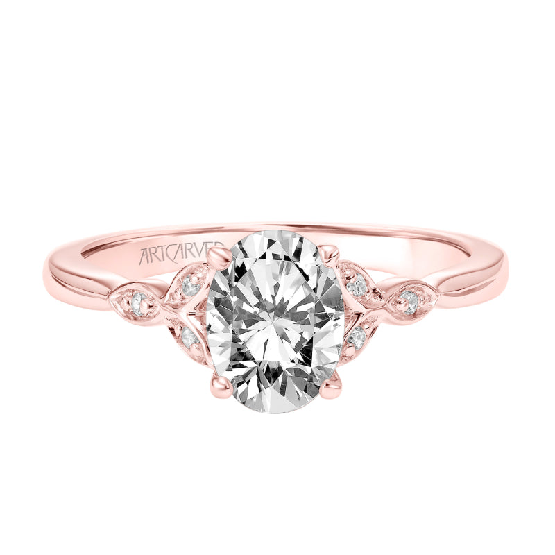 Artcarved Bridal Mounted with CZ Center Contemporary Floral Engagement Ring Heather 14K Rose Gold