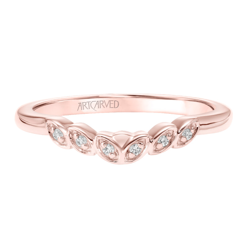 Artcarved Bridal Mounted with Side Stones Contemporary Floral Diamond Wedding Band Heather 14K Rose Gold