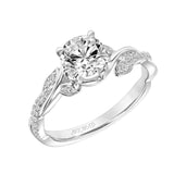 Artcarved Bridal Mounted with CZ Center Contemporary Floral Halo Engagement Ring Petaluma 14K White Gold