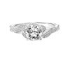 Artcarved Bridal Semi-Mounted with Side Stones Contemporary Floral Halo Engagement Ring Petaluma 14K White Gold