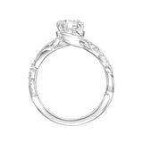 Artcarved Bridal Mounted with CZ Center Contemporary Floral Halo Engagement Ring Petaluma 14K White Gold