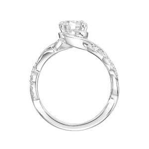 Artcarved Bridal Mounted with CZ Center Contemporary Floral Halo Engagement Ring Petaluma 14K White Gold