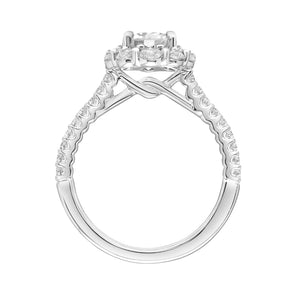 Artcarved Bridal Mounted with CZ Center Classic Halo Engagement Ring 18K White Gold