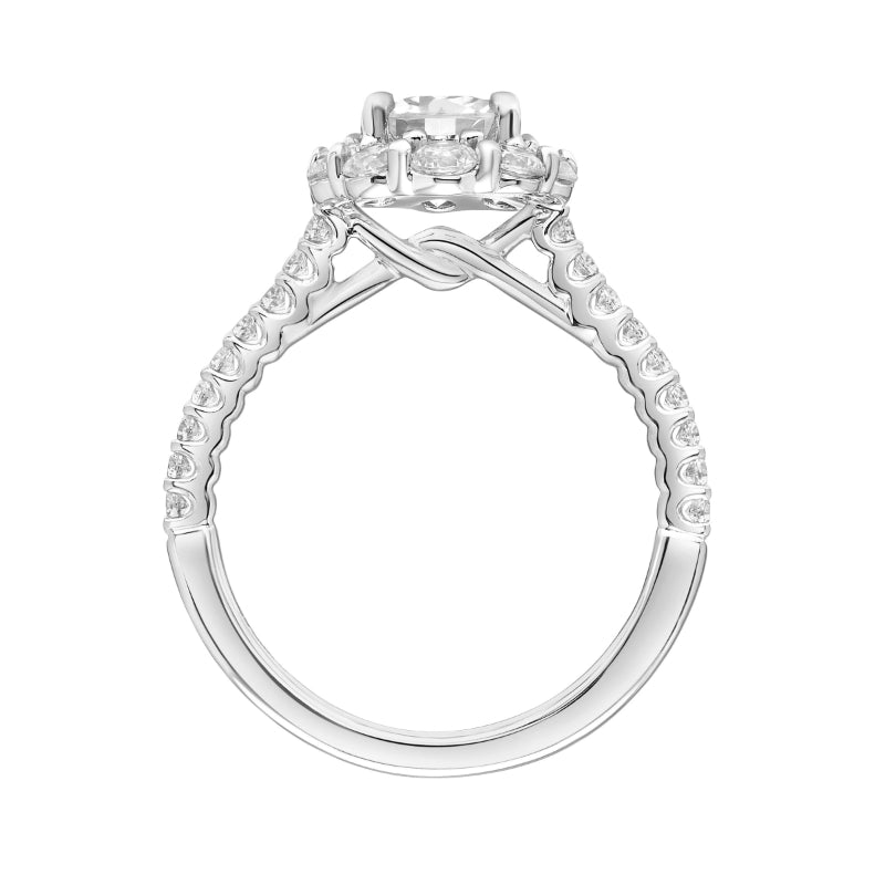 Artcarved Bridal Semi-Mounted with Side Stones Classic Halo Engagement Ring 14K White Gold