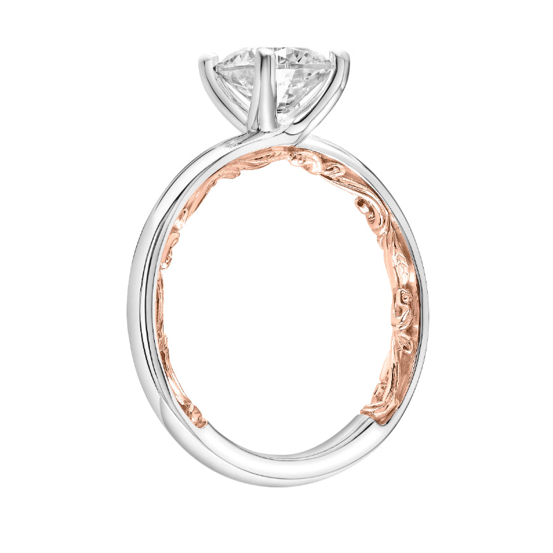 Artcarved Bridal Mounted with CZ Center Classic Lyric Solitaire Engagement Ring Tia 14K White Gold Primary & 14K Rose Gold