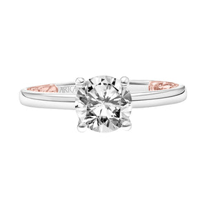 Artcarved Bridal Unmounted No Stones Classic Lyric Solitaire Engagement Ring Tia 14K White Gold Primary & 14K Rose Gold