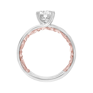 Artcarved Bridal Unmounted No Stones Classic Lyric Solitaire Engagement Ring Tia 14K White Gold Primary & 14K Rose Gold