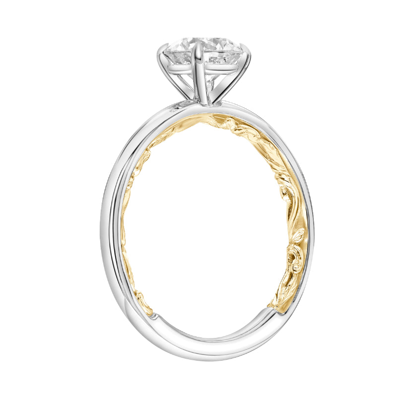 Artcarved Bridal Mounted with CZ Center Classic Lyric Solitaire Engagement Ring Beryl 14K White Gold Primary & 14K Yellow Gold