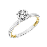 Artcarved Bridal Unmounted No Stones Classic Lyric Solitaire Engagement Ring Beryl 14K White Gold Primary & 14K Yellow Gold