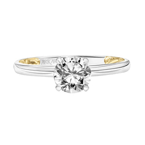 Artcarved Bridal Mounted with CZ Center Classic Lyric Solitaire Engagement Ring Beryl 14K White Gold Primary & 14K Yellow Gold