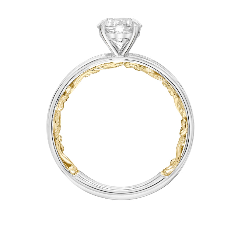 Artcarved Bridal Unmounted No Stones Classic Lyric Solitaire Engagement Ring Beryl 14K White Gold Primary & 14K Yellow Gold