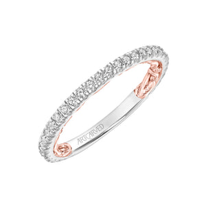 Artcarved Bridal Mounted with Side Stones Classic Lyric Diamond Wedding Band Lara 14K White Gold Primary & 14K Rose Gold