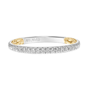 Artcarved Bridal Mounted with Side Stones Classic Lyric Diamond Wedding Band Brianne 14K White Gold Primary & 14K Yellow Gold