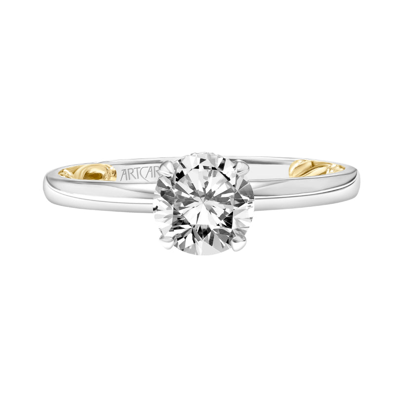 Artcarved Bridal Semi-Mounted with Side Stones Classic Lyric Engagement Ring Aileen 14K White Gold Primary & 14K Yellow Gold