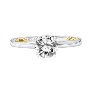 Artcarved Bridal Semi-Mounted with Side Stones Classic Lyric Engagement Ring Aileen 14K White Gold Primary & 14K Yellow Gold