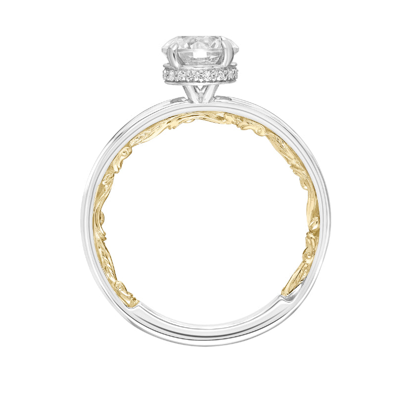 Artcarved Bridal Semi-Mounted with Side Stones Classic Lyric Engagement Ring Aileen 14K White Gold Primary & 14K Yellow Gold