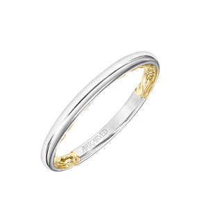 Artcarved Bridal Band No Stones Classic Lyric Wedding Band Aileen 14K White Gold Primary & 14K Yellow Gold