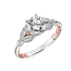 Artcarved Bridal Semi-Mounted with Side Stones Classic Lyric Engagement Ring Credence 14K White Gold Primary & 14K Rose Gold