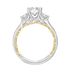 Artcarved Bridal Semi-Mounted with Side Stones Classic Lyric 3-Stone Engagement Ring Christy 14K White Gold Primary & 14K Yellow Gold