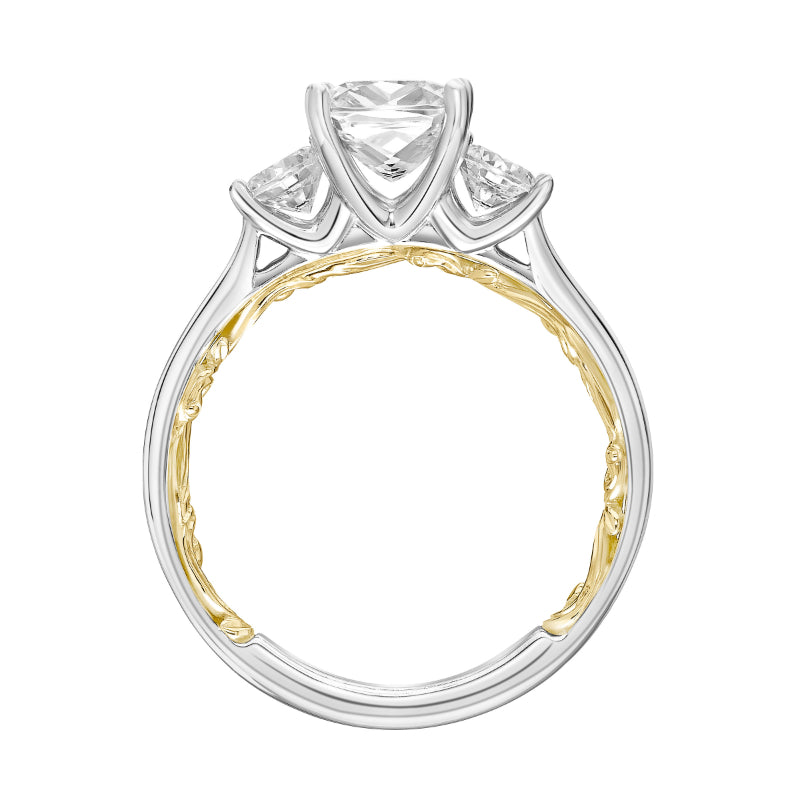 Artcarved Bridal Semi-Mounted with Side Stones Classic Lyric 3-Stone Engagement Ring Christy 18K White Gold Primary & 18K Yellow Gold