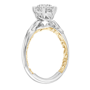 Artcarved Bridal Mounted with CZ Center Contemporary Lyric Engagement Ring Charnelle 14K White Gold Primary & 14K Yellow Gold