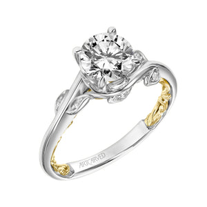 Artcarved Bridal Semi-Mounted with Side Stones Contemporary Lyric Engagement Ring Charnelle 14K White Gold Primary & 14K Yellow Gold