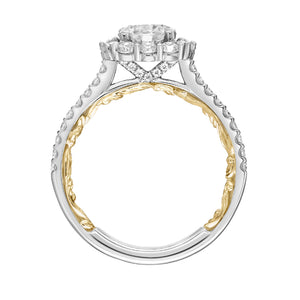 Artcarved Bridal Mounted with CZ Center Classic Lyric Halo Engagement Ring Cherise 14K White Gold Primary & 14K Yellow Gold