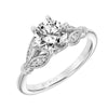 Artcarved Bridal Semi-Mounted with Side Stones Floral Diamond Engagement Ring Bellarose 14K White Gold