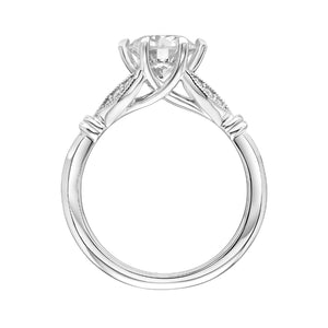 Artcarved Bridal Mounted with CZ Center Floral Diamond Engagement Ring Bellarose 14K White Gold