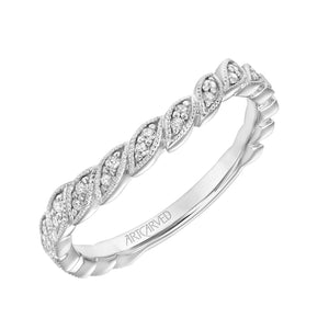 Artcarved Bridal Mounted with Side Stones Floral Diamond Wedding Band Bellarose 18K White Gold