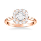 Artcarved Bridal Mounted Mined Live Center Classic Rose Goldcut Halo Engagement Ring Irma 18K Rose Gold