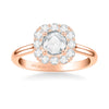 Artcarved Bridal Mounted Mined Live Center Classic Rose Goldcut Halo Engagement Ring Irma 14K Rose Gold