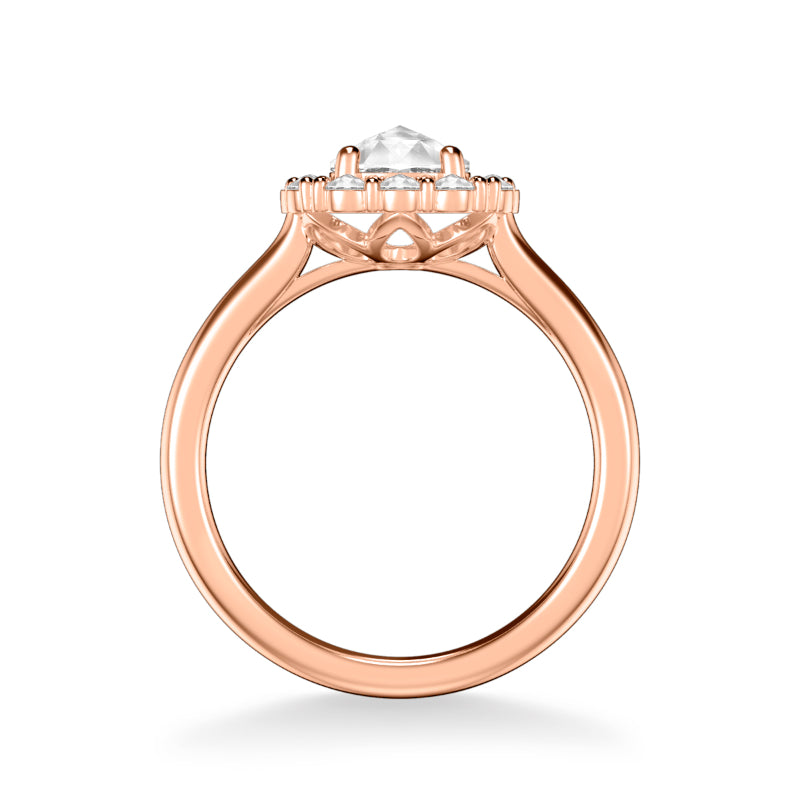 Artcarved Bridal Mounted Mined Live Center Classic Rose Goldcut Halo Engagement Ring Irma 18K Rose Gold