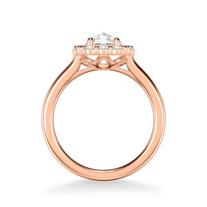 Artcarved Bridal Mounted Mined Live Center Classic Rose Goldcut Halo Engagement Ring Irma 14K Rose Gold