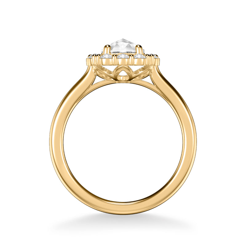 Artcarved Bridal Mounted Mined Live Center Classic Rose Goldcut Halo Engagement Ring Irma 14K Yellow Gold