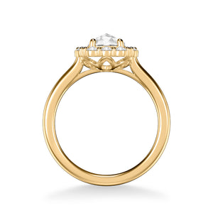 Artcarved Bridal Mounted Mined Live Center Classic Rose Goldcut Halo Engagement Ring Irma 14K Yellow Gold