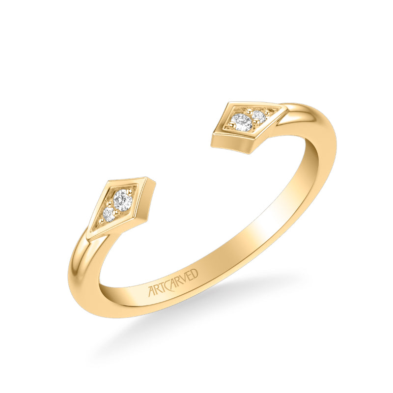 Artcarved Bridal Mounted with Side Stones Contemporary Rose Goldcut Diamond Wedding Band Alice 14K Yellow Gold