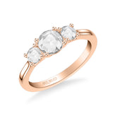 Artcarved Bridal Mounted Mined Live Center Classic Rose Goldcut 3-Stone Engagement Ring Belinda 14K Rose Gold