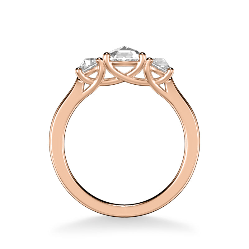 Artcarved Bridal Mounted Mined Live Center Classic Rose Goldcut 3-Stone Engagement Ring 18K Rose Gold