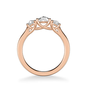 Artcarved Bridal Mounted Mined Live Center Classic Rose Goldcut 3-Stone Engagement Ring Belinda 14K Rose Gold